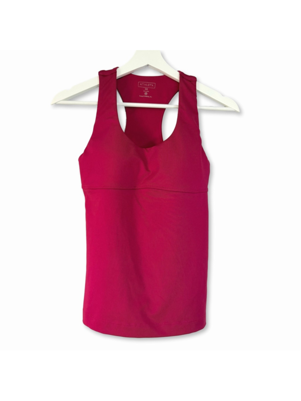 Athleta Pink Racerback Tank Top Built In Bra 34A Style 736637